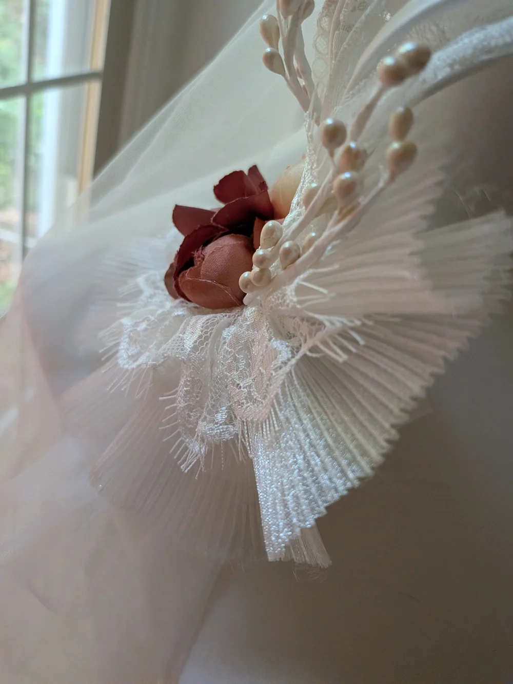 Vintage Floral Bridal Headband Off White